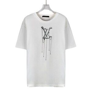 Louis Vuitton White Logo Pendant Printed Cotton Round-Neck Short-Sleeve T-Shirt
